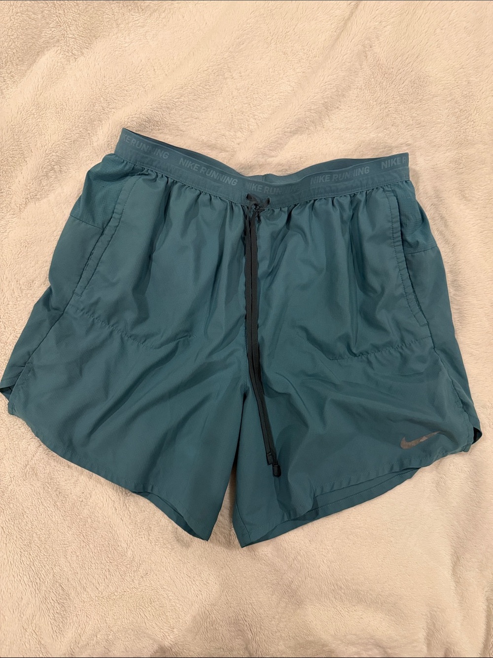Nike Teal Athletic Running Shorts with Black Drawstring